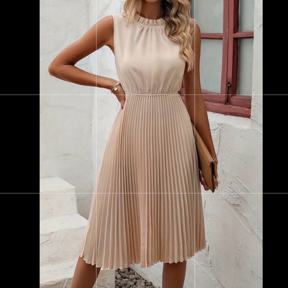 NWOT Stunning Apricot Pleated Midi Dress – Perfect for Summer Events Size XL - Picture 5 of 7